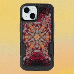 Digital Mandala Red White Orange and Black iPhone 15 Case