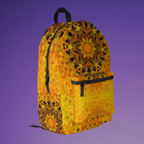 Digital Mandala Yellow and Black Printed Backpack