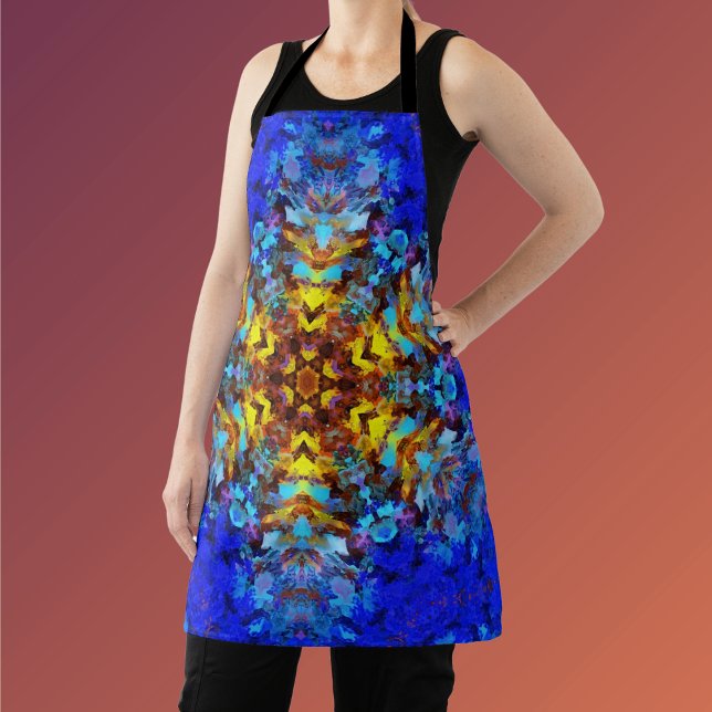 Digital Mandala Yellow and Blue Apron (Creator Uploaded)
