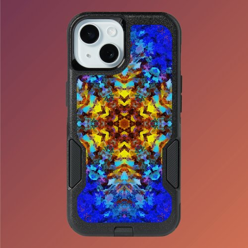 Digital Mandala Yellow and Blue iPhone 15 Case