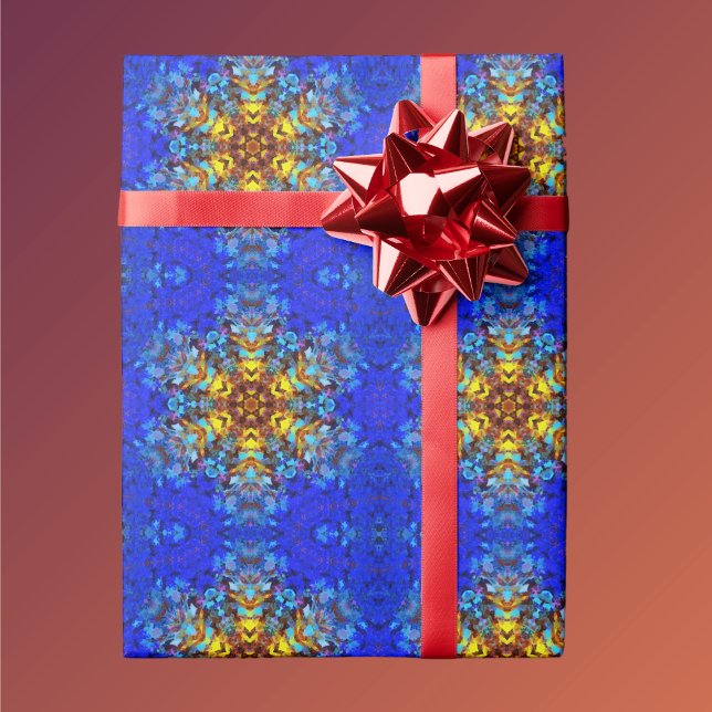 Digital Mandala Yellow and Blue Wrapping Paper (Creator Uploaded)
