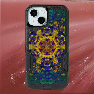 Digital Mandala Yellow Blue and Green iPhone 15 Case