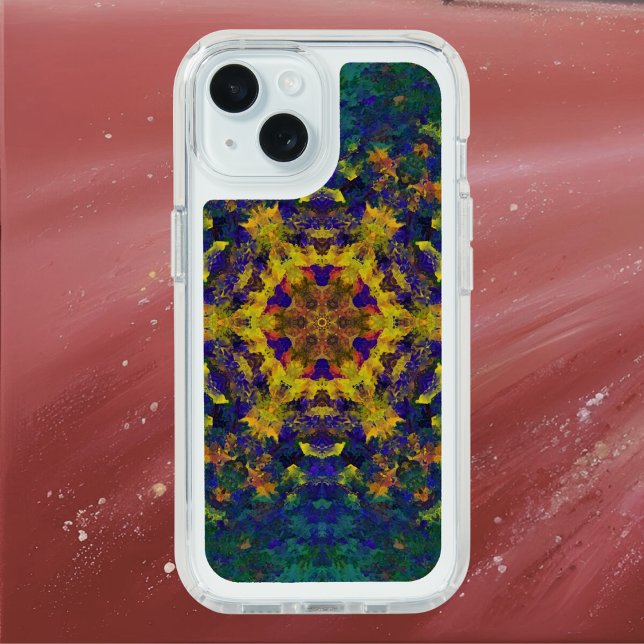 Digital Mandala Yellow Blue and Green Speck iPhone Case (Creator Uploaded)