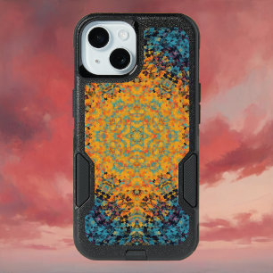 Digital Mandala Yellow Blue and Red iPhone 15 Case