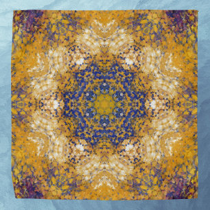 Digital Mandala Yellow Blue and White Bandana