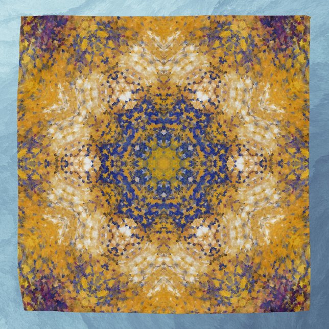 Digital Mandala Yellow Blue and White Bandana (Creator Uploaded)