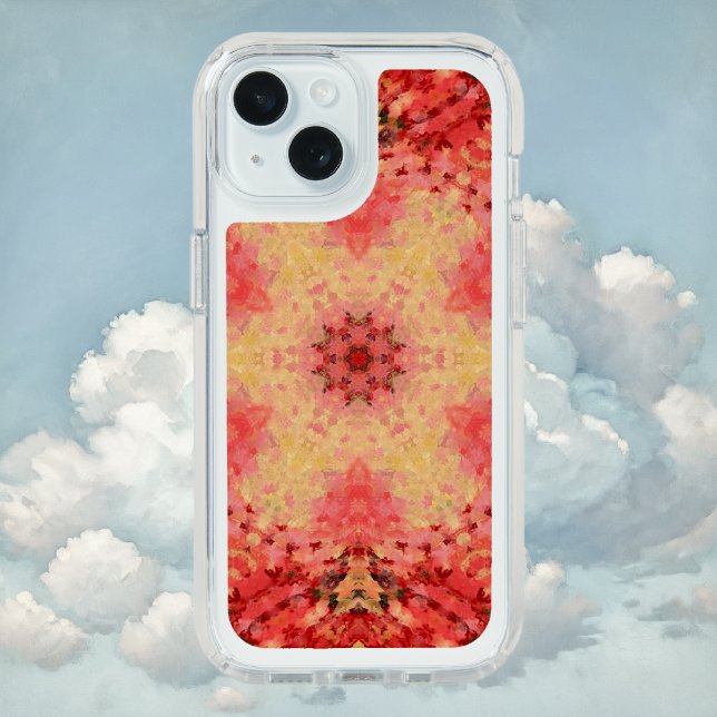 Digital Mandala Yellow, Pink, and Red Speck iPhone Case (Yellow Pink and Red Digital Paint Mandala Speck iPhone Case By Wormhole Orbital)