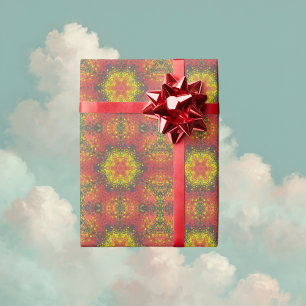 Digital Mandala Yellow Red and Black Wrapping Paper