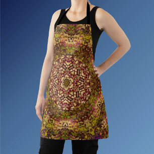 Digital Mandala Yellow Red and Purple Apron
