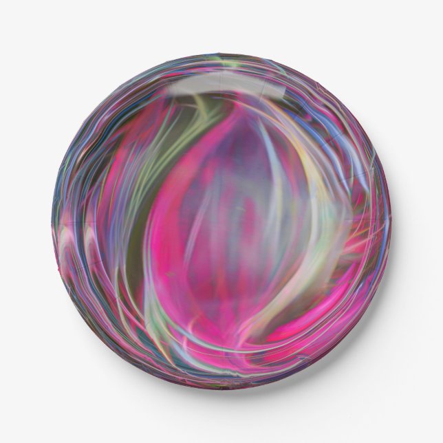 Digital Marble Soap Bubble  Paper Plates (Front)