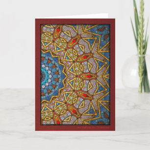 Digital Maroon Mandala Holiday Card