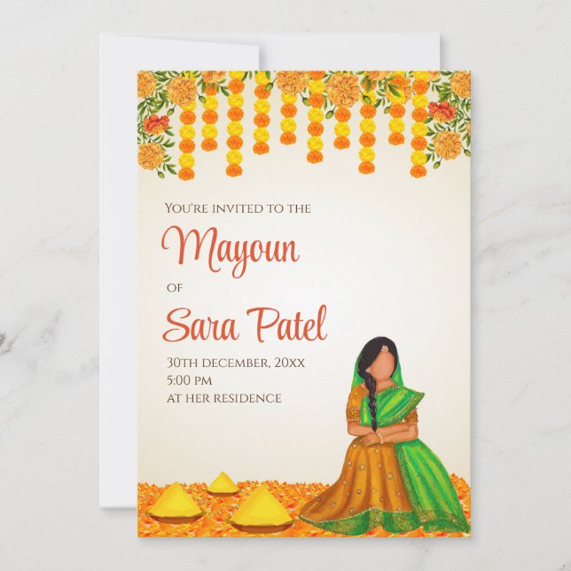 Digital Mayoun invitations & Haldi invite (Front)