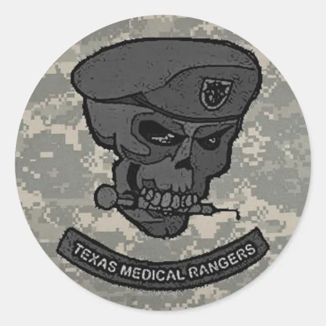 digital, Medical rangers with skull-cartoon Classic Round Sticker | Zazzle