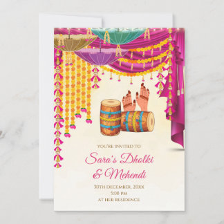 Digital Mehndi invite & Mendhi Night invite, Dholk