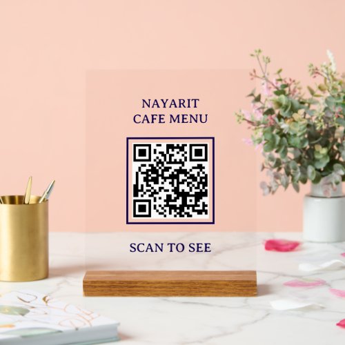 Digital Menu Template With Qr Code Acrylic Sign