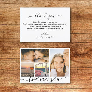 digital minimal thank you 4 photo collage wedding card