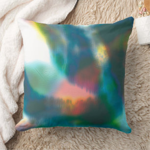 Digital mizzle over colored stain, bluish bathing throw pillow