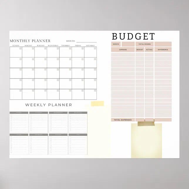 Digital Monthly Budget Planner Poster | Zazzle