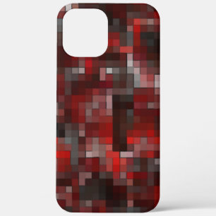 Digital mosaic of squares in red shades and gray iPhone 12 pro max case