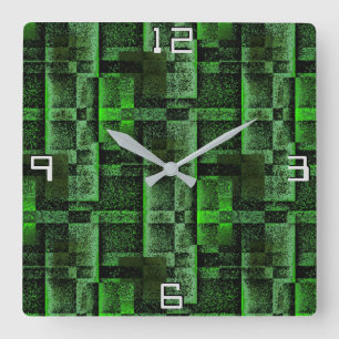 Digital Mounting of Green Simulate Granite Marble Square Wall Clock