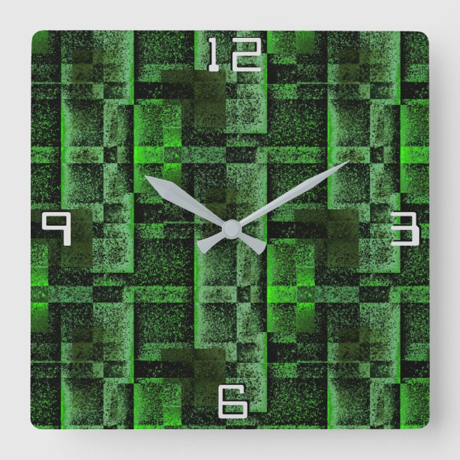 Digital Mounting of Green Simulate Granite Marble Square Wall Clock (Front)