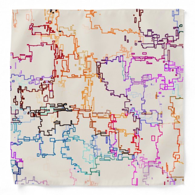Digital Multicolor Abstract Line Pattern Bandana (Front)