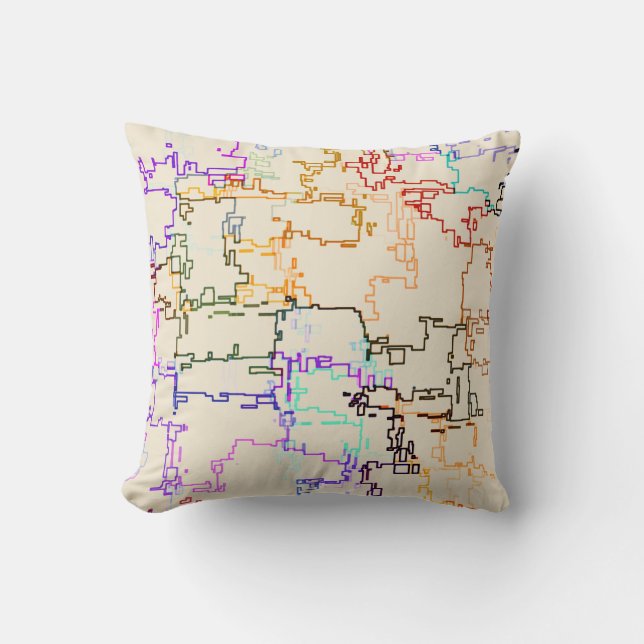 Digital Multicolor Abstract Line Pattern Throw Pillow (Front)