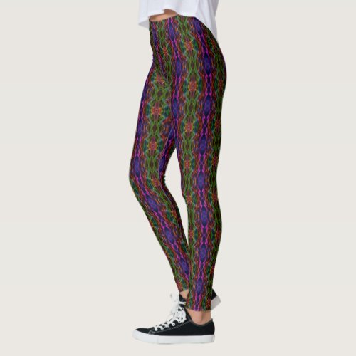 Digital Multicolored Retro Pattern Leggings