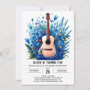Digital Music Magic Guitar Boy Birthday Invitation