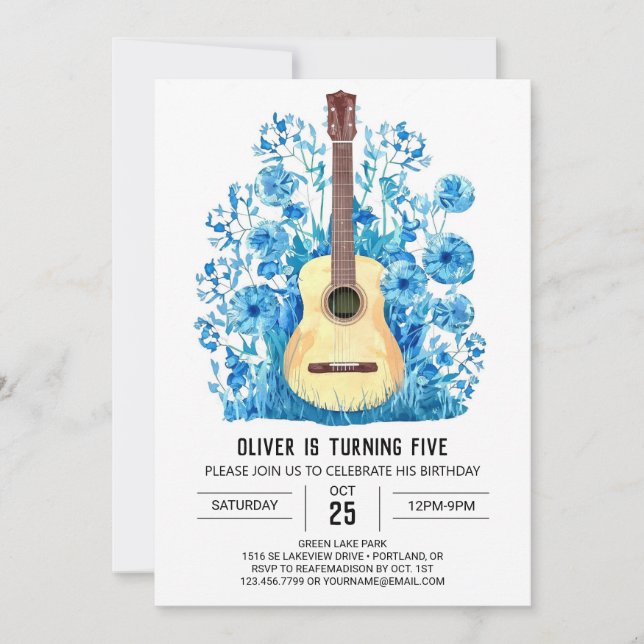  Digital Music Magic Guitar Boy Birthday Invitation (Front)