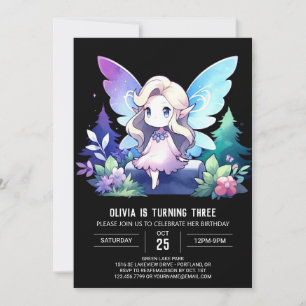 Digital Nature Fairy Birthday Invitation