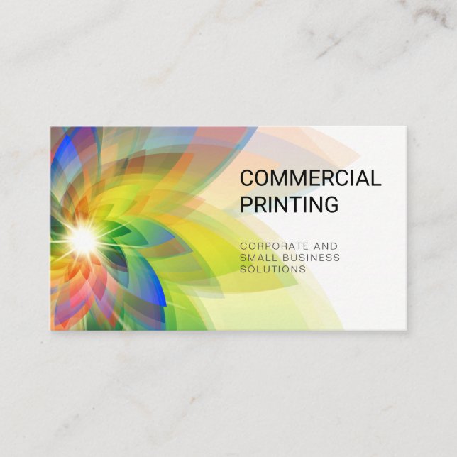 Digital Nature | Transparent Colorful Flower Business Card (Front)
