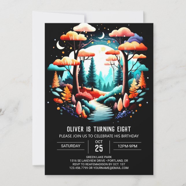 Digital Online Woodland Kids Birthday Invitation (Front)