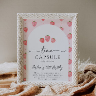 Digital or Printed Strawberry Time Capsule Sign