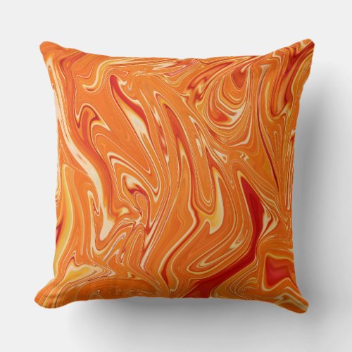 Digital Orange Marbled Texture Throw Pillow