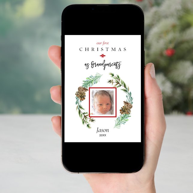 Digital Our 1st Christmas as Grandparents Photo Holiday Card (Front Digital)
