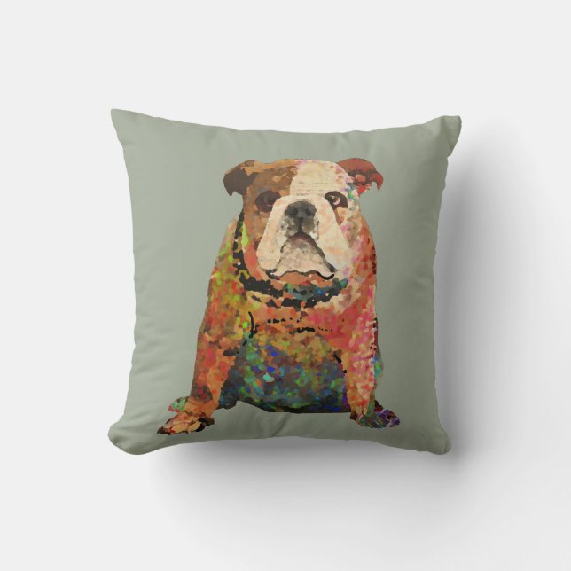 Digital Painted English Bulldog Throw Pillow (Front)