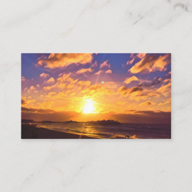 Digital Painting - Amazing Sunrise over the Pier Business Card (Front)