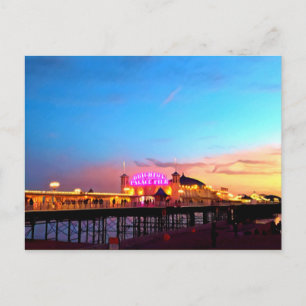 Digital Painting - Brighton Pier Sunset Postcard