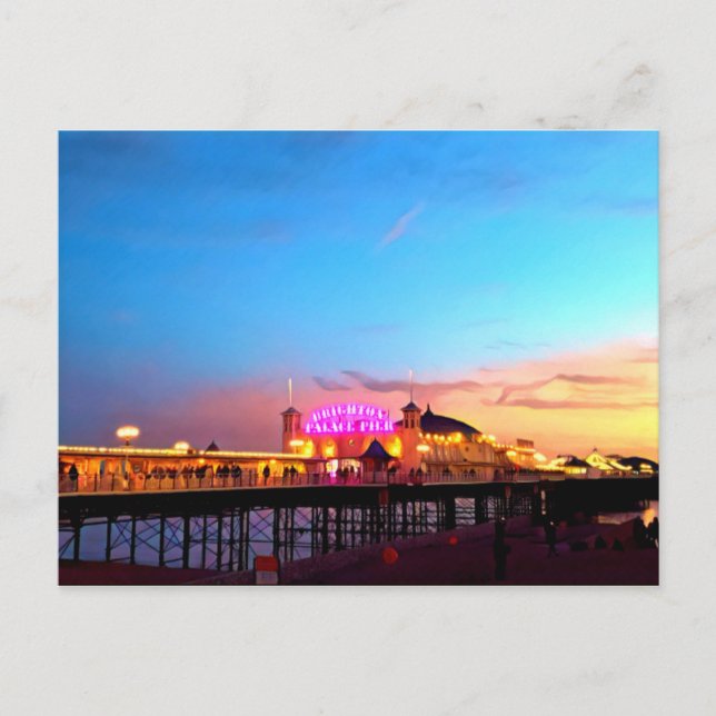 Digital Painting - Brighton Pier Sunset Postcard (Front)