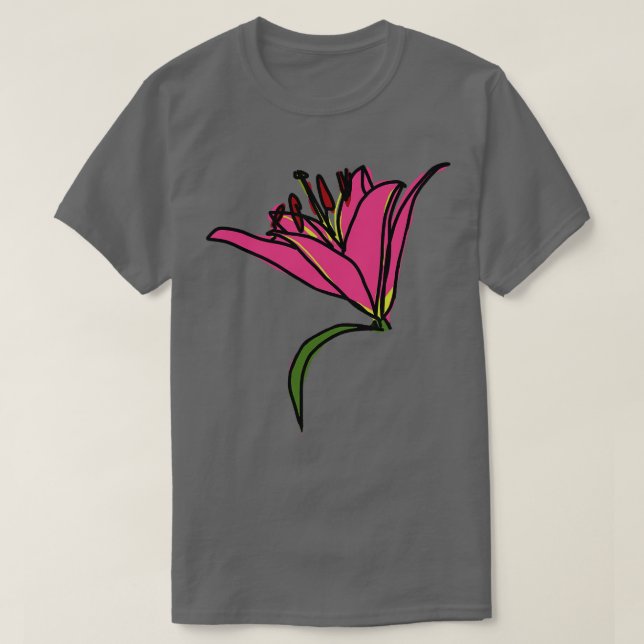 Digital Painting of a Pink Lily Flower T-Shirt (Design Front)