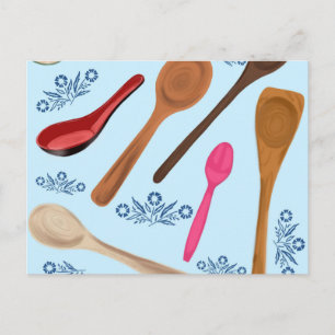 Digital painting of spoons in various shades postcard