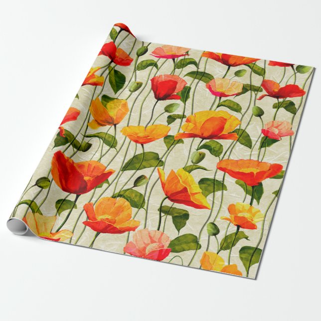 Digital paper poppies pattern (Unrolled)