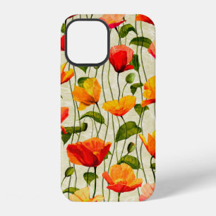 Digital paper poppies pattern iPhone 12 case