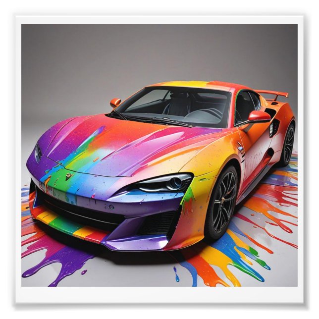 digital photo of a race car in splat paint. print (Front)