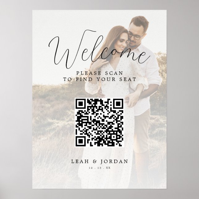 Digital Photo Wedding QR Code Seating Chart (Front)