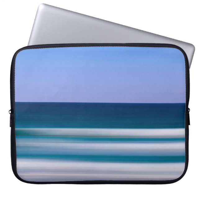 digital photography intentional blur blue seasabst laptop sleeve (Front)