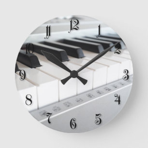 Digital piano keyboard round clock