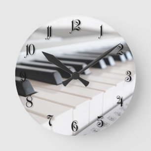 Digital piano keyboard round clock