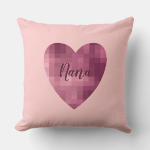 Digital Pink Heart Throw Pillow